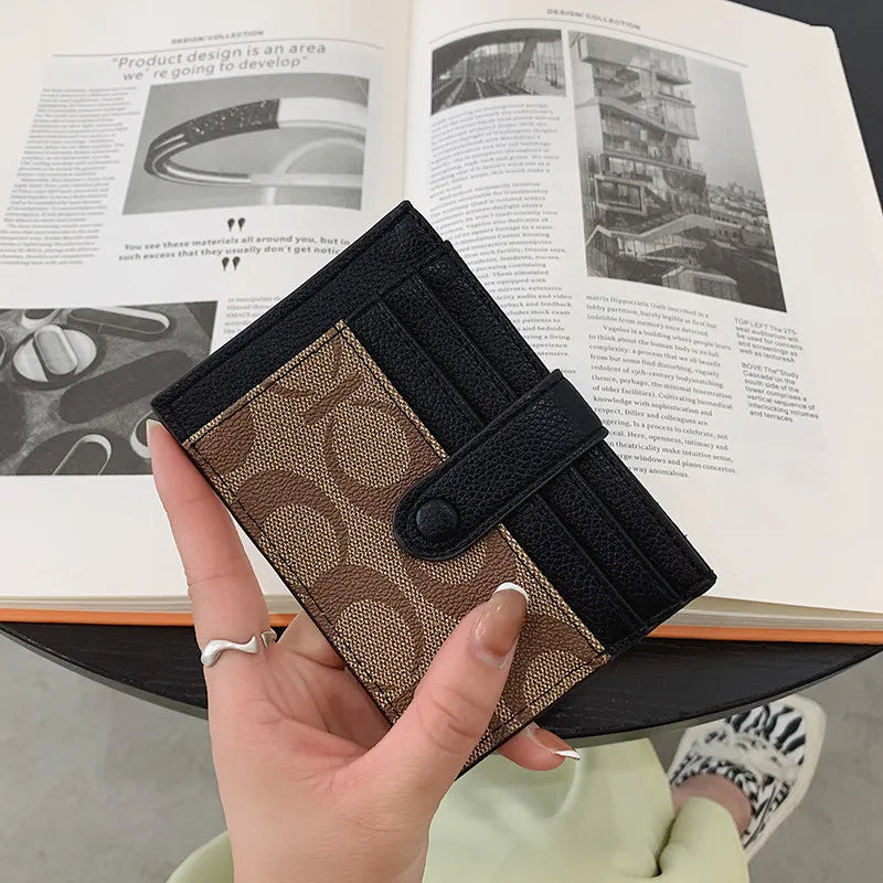 Slim Card Wallet with Snap Tab and Slot Compartments