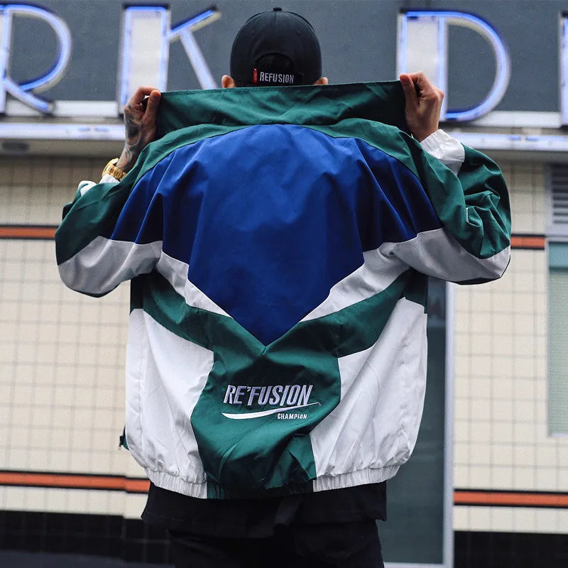 Color Block Long Sleeve Casual Streetwear Racing Style Jacket