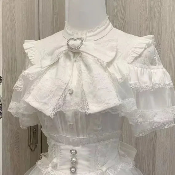 Women's Bow Front Ruffled Short Sleeve Blouse