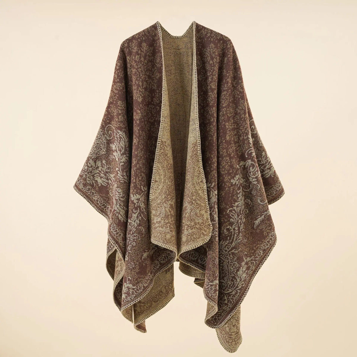 Patterned Open Front Poncho for Layering over Outfits