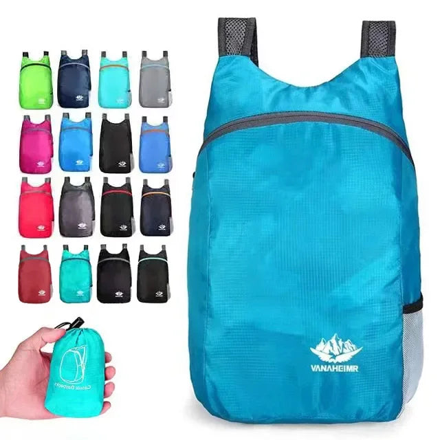 Foldable Backpack with Front Pocket and Side Bottle Pockets