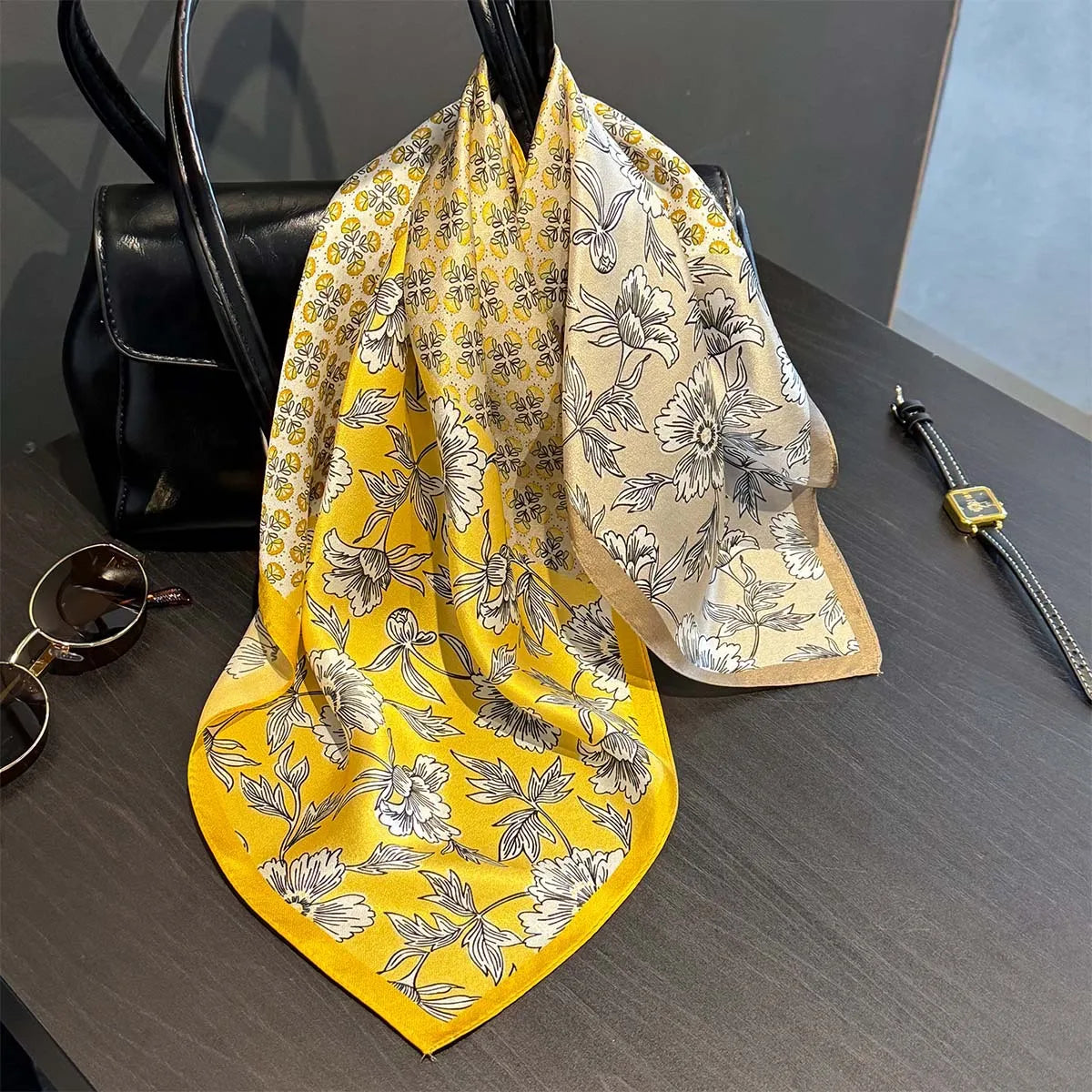 Printed Small Square Scarf for Neck and Hair Styling