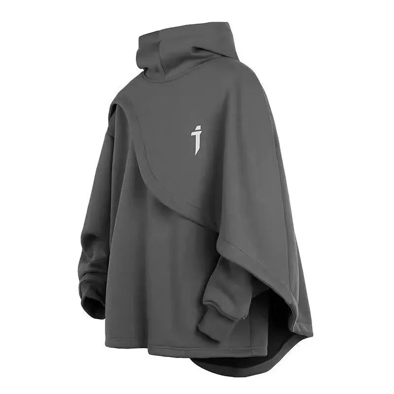 Hooded Layered Pullover Poncho for Layering over Outfits