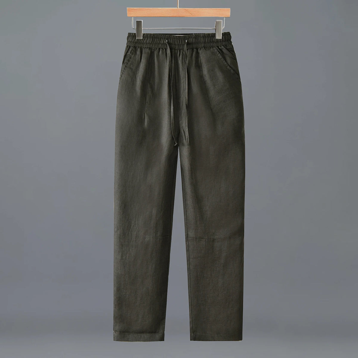 Women's Linen Full-Length Regular-Fit Pants with Elastic Waist for Casual Everyday Outfits