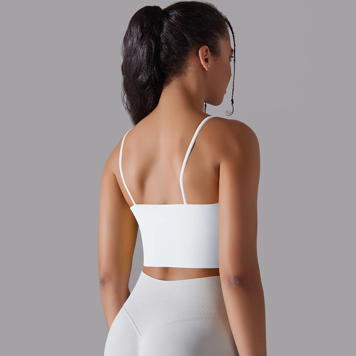 Women's Nylon Blend Sports Bra with Double Back Straps and Padding