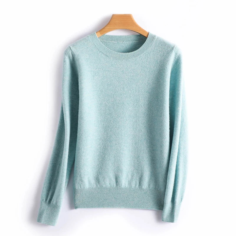 Women's Plain Long Sleeve Knit Sweater Casual Knit Layer