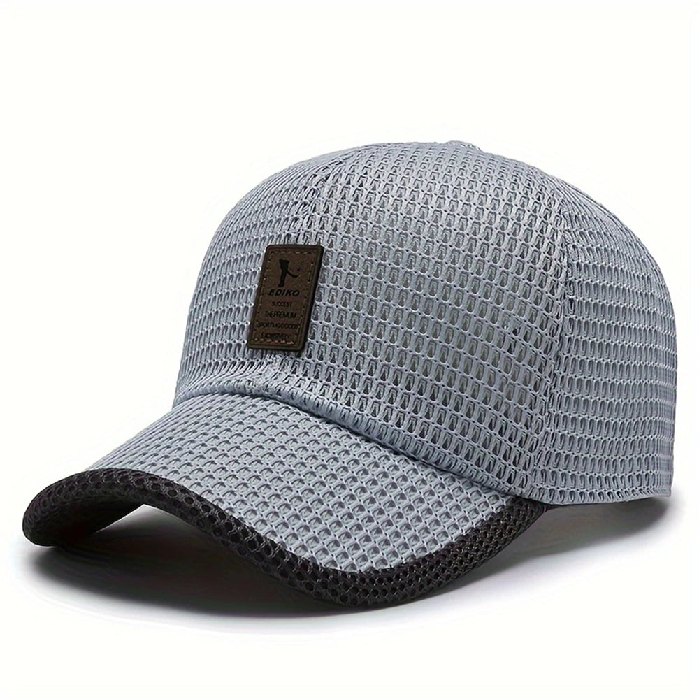 Mesh Baseball Cap with Curved Brim and Adjustable Back