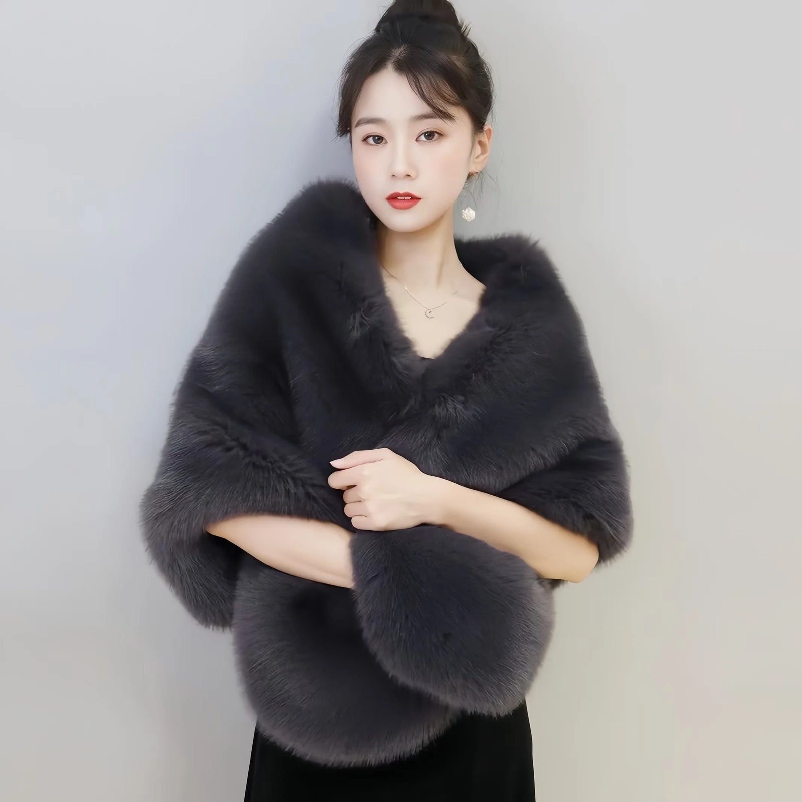 Plush Cross Front Wrap Cape for Layering over Outfits