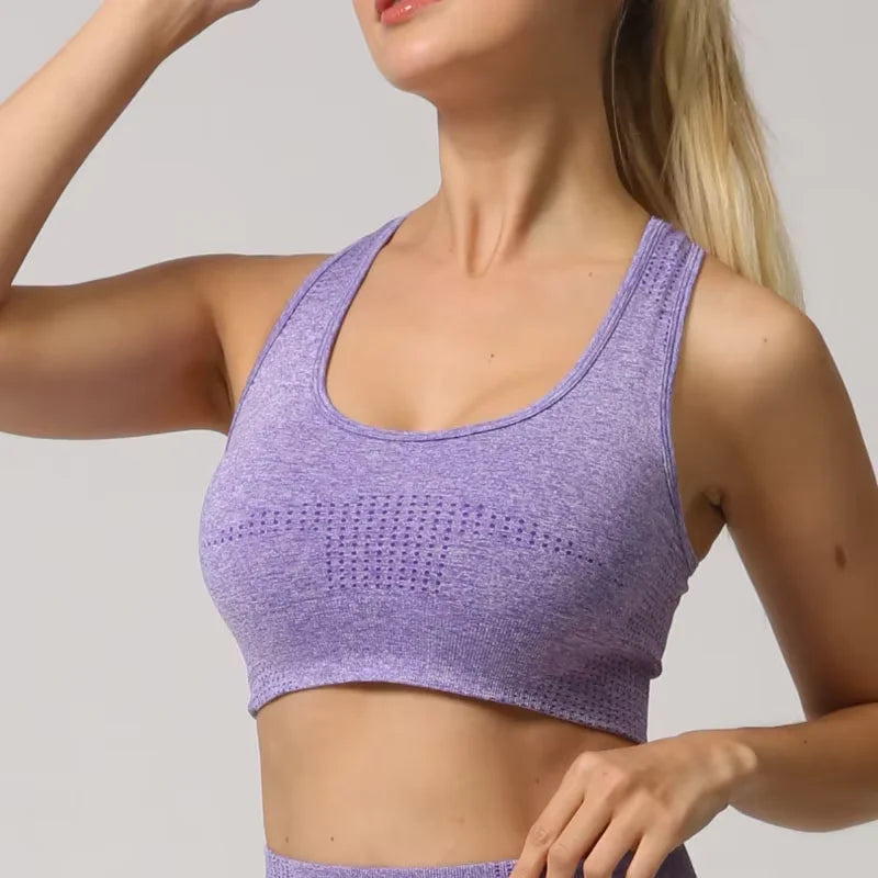 Women’s High Impact Seamless Sports Bra – Padded Push Up Crop Top for Running, Gym & Yoga