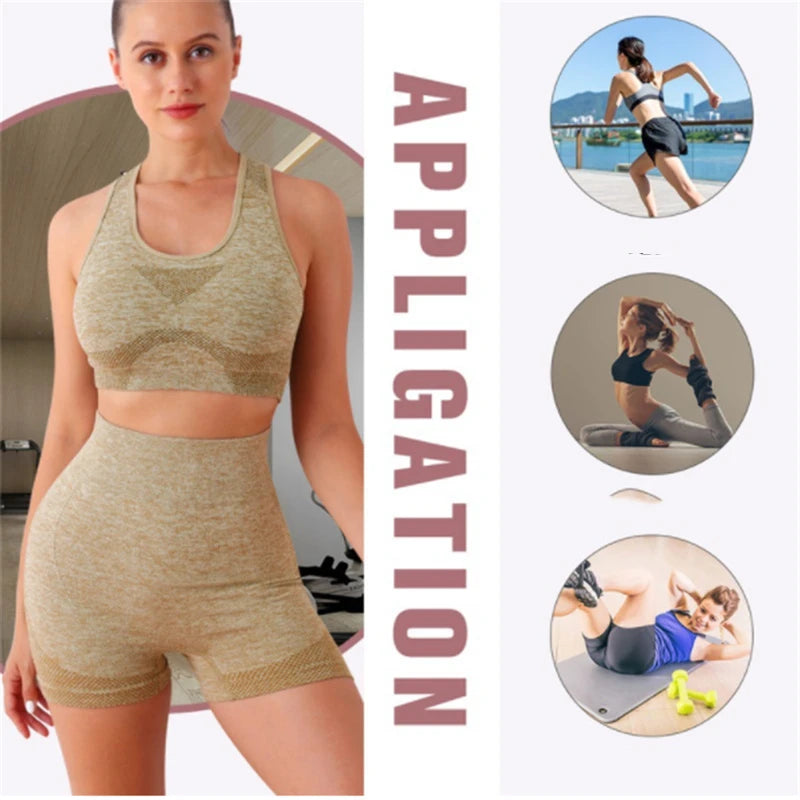 Women's Racerback Bra And Shorts Yoga Set For Workout Outfits