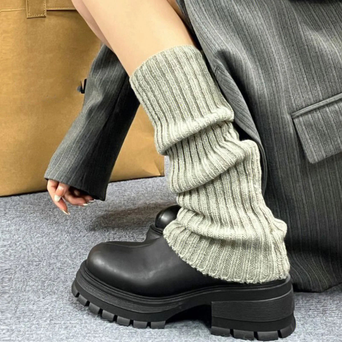 Flared Knit Leg Warmers with Slouchy Long Shape