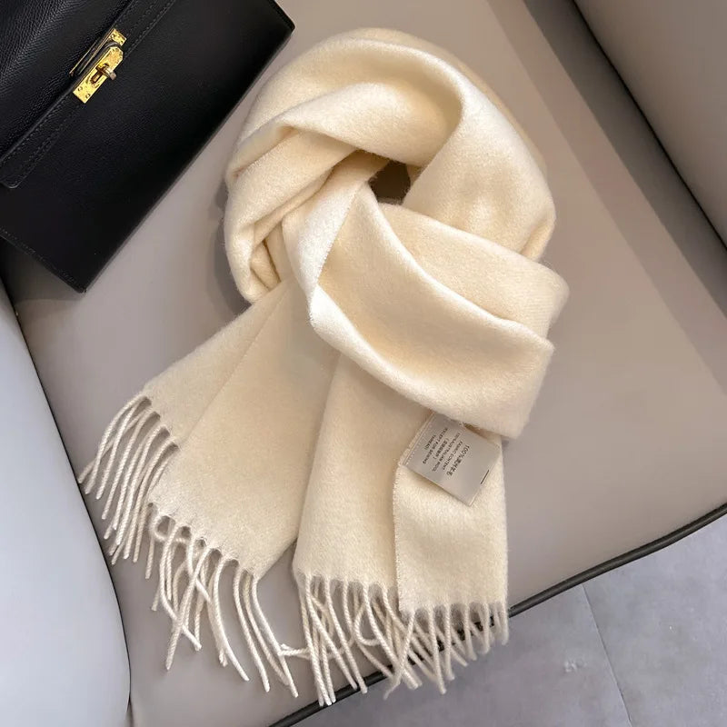 Solid Long Fringed Scarf for Neck and Wrap Styling
