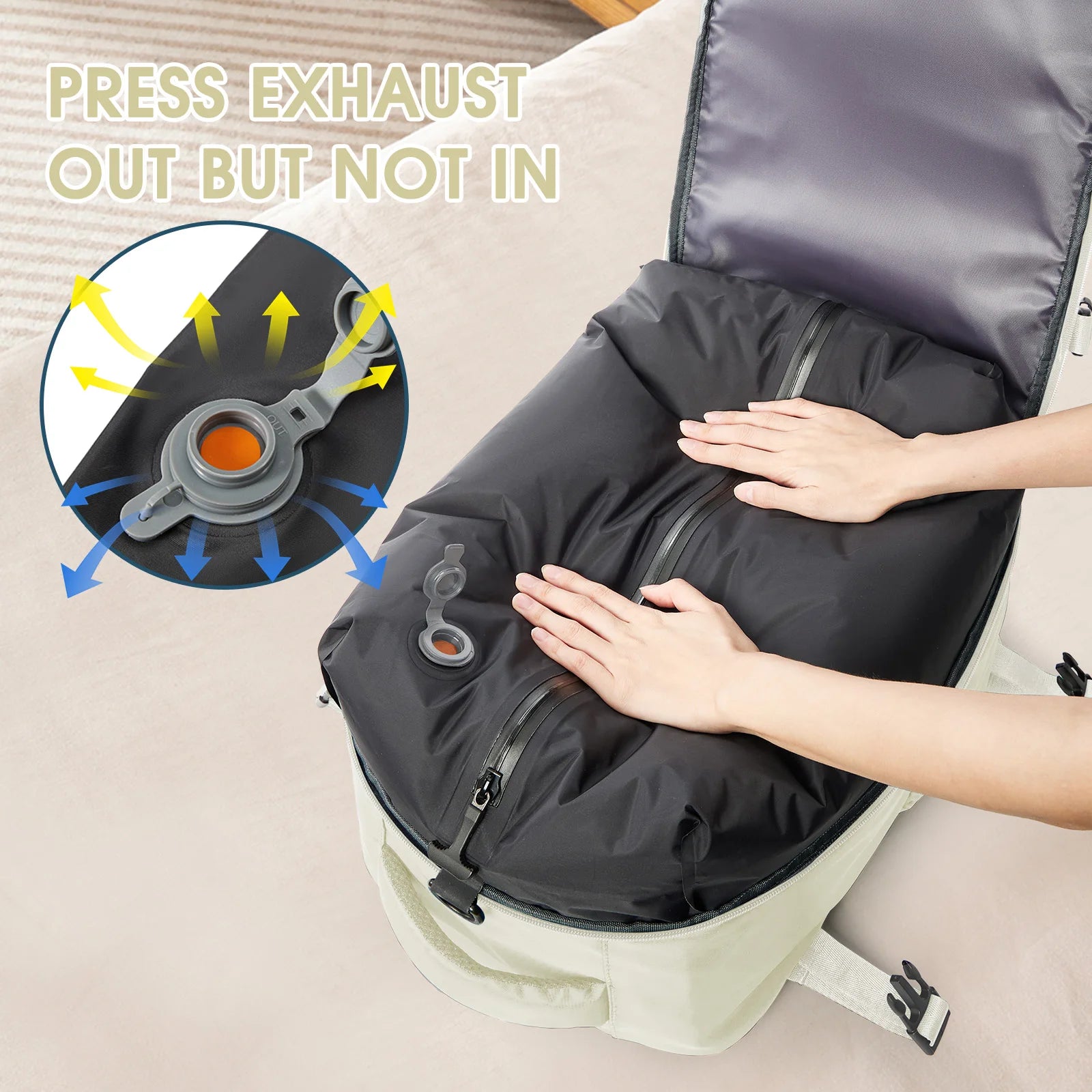 Travel Backpack with Internal Compression Compartment and Pump Option