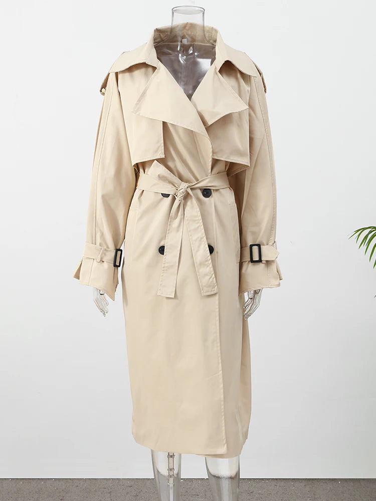 Women's Belted Lapel Trench Coat