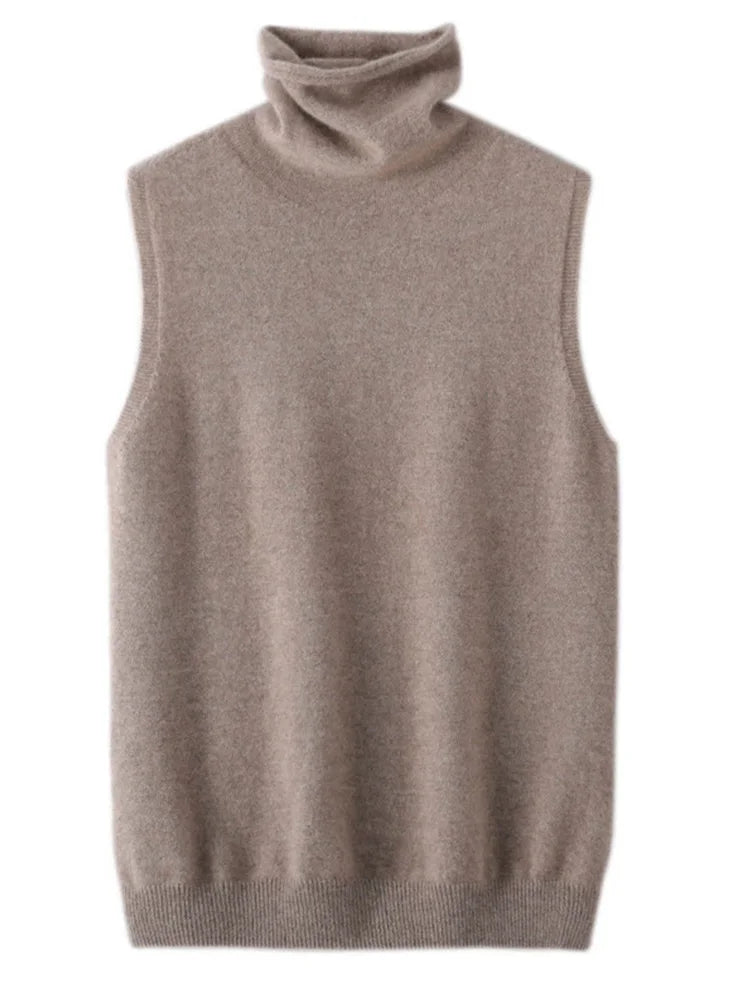 Women's Turtleneck Sleeveless Knit Vest Casual Knit Layer