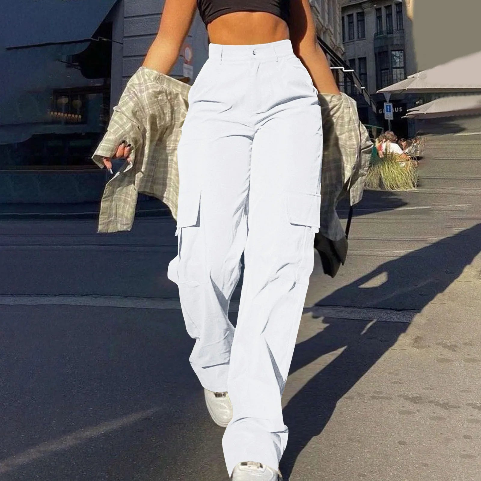 Women's Cargo Pants with Relaxed Legs and Large Side Pockets