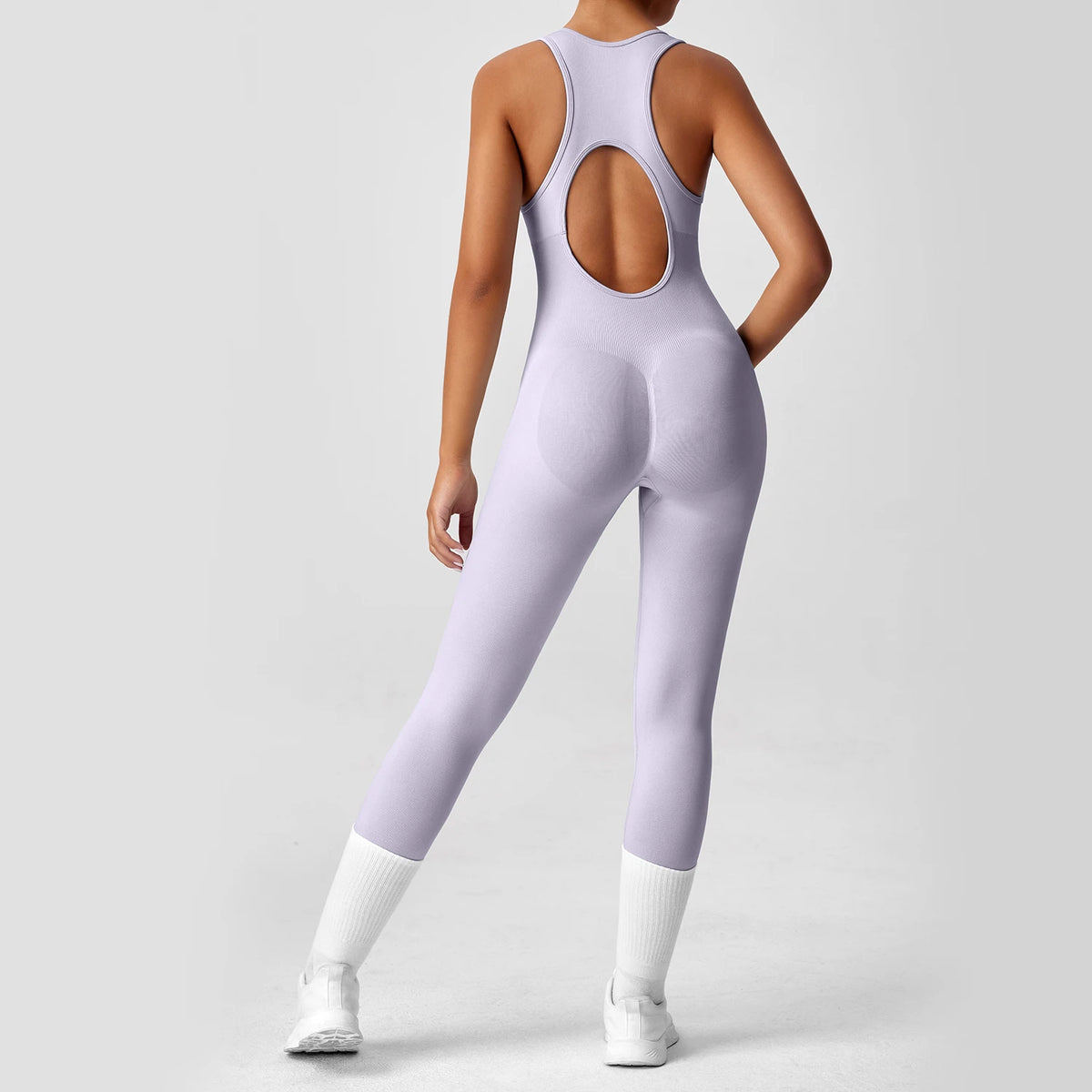 Women's Sleeveless Front Zip Cropped Leg Workout Jumpsuit