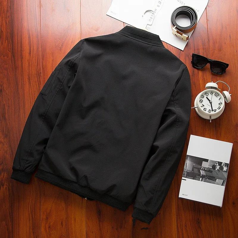 Long Sleeve Casual Streetwear Jacket with Front Closure and Pockets