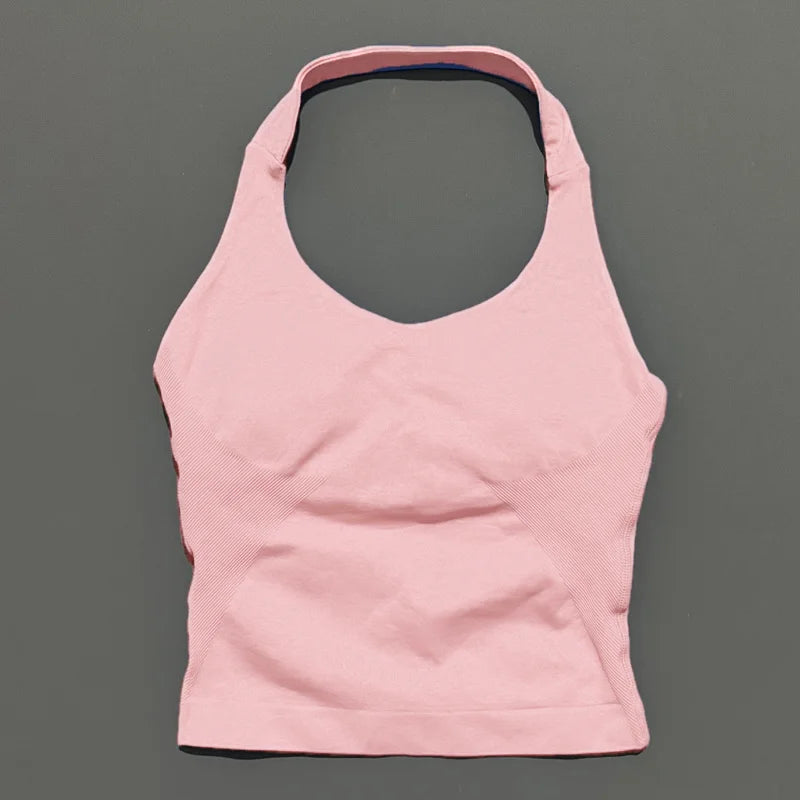 Women's Halter Neck Longline Fitted Tank Top For Workout Outfits