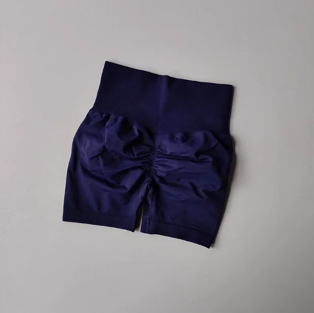 Women's High Waist Scrunch Back Polyester Shorts for Gym Workouts