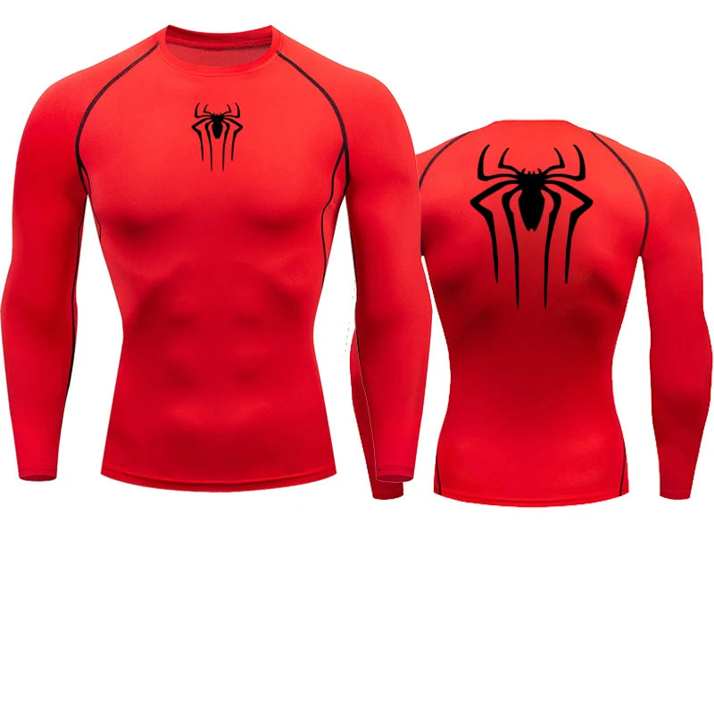 Spider Graphic Compression Long Sleeve Rash Guard For Sports Outfits