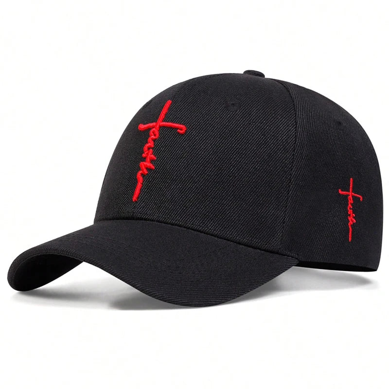 Cross Embroidered Baseball Cap with Adjustable Back Closure
