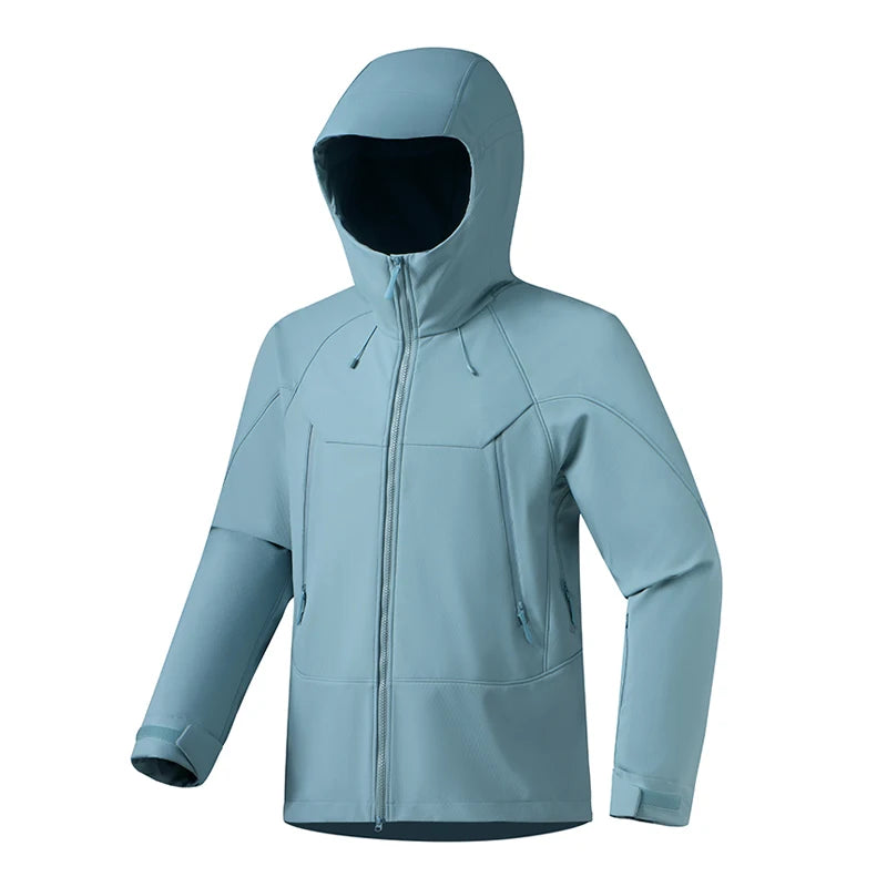 Hooded Long Sleeve Full Zip Outdoor Hiking Jacket with Pockets