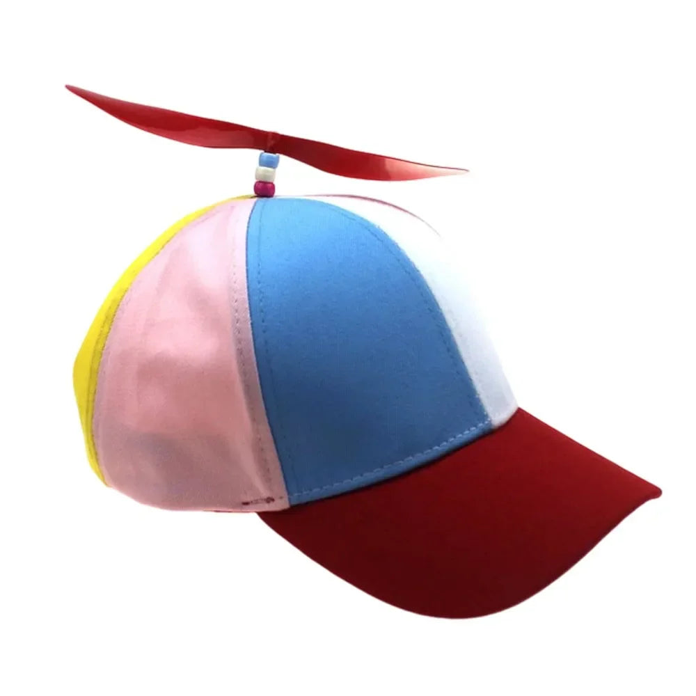 Color Block Baseball Cap with Decorative Top Propeller