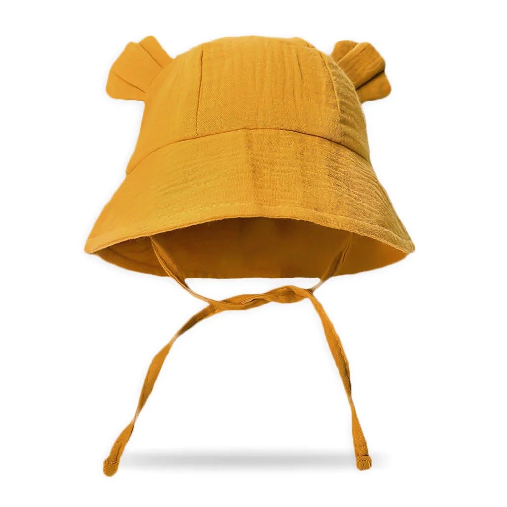 Children's Bucket Hat with Decorative Ears and Chin Ties
