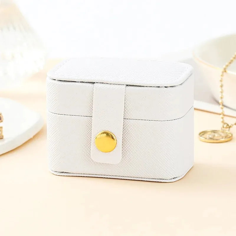Mini Portable Leather Jewelry Storage Bag Travel Organizer Case for Ring Necklace Earrings Gift Box