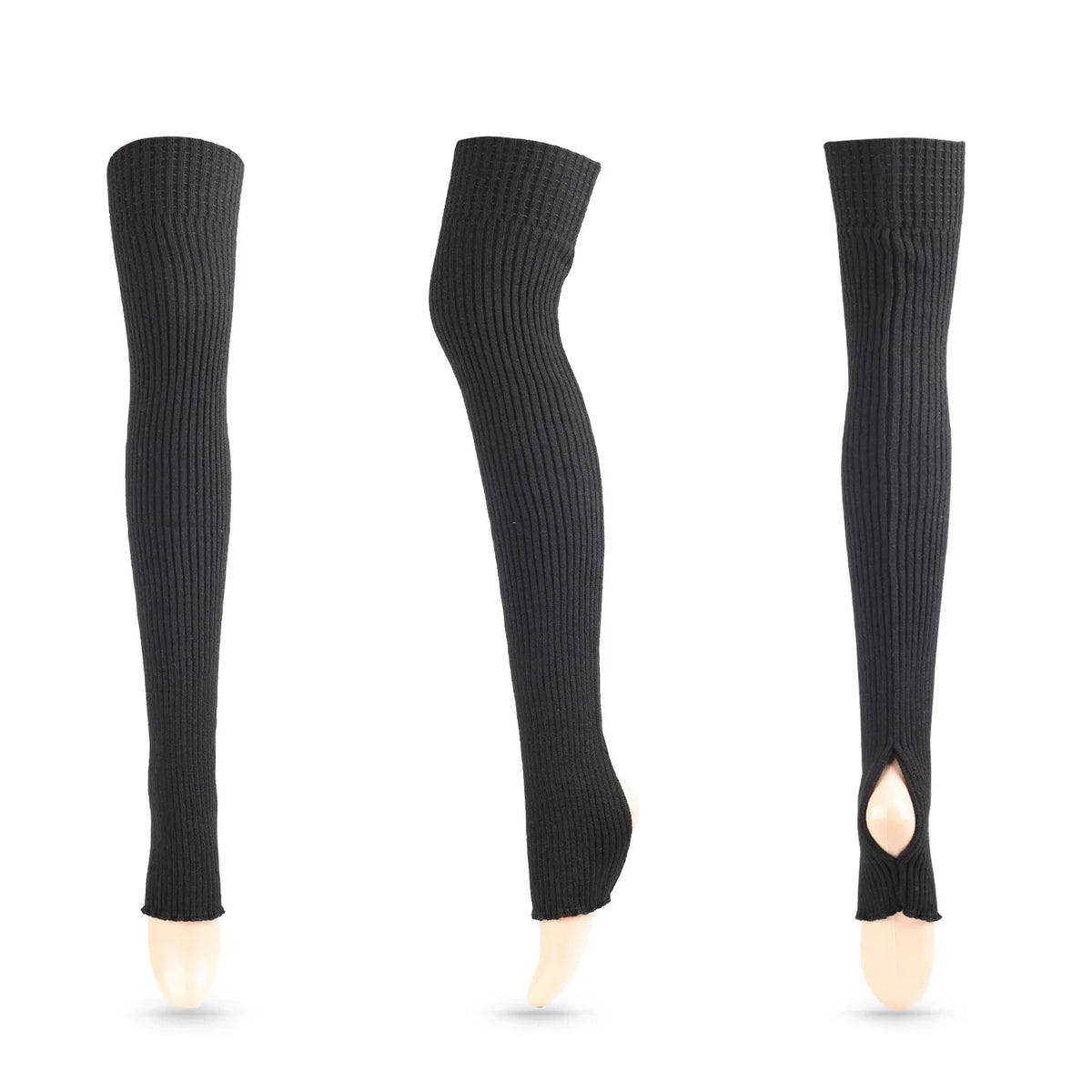 Long Ribbed Ballet Leg Warmers with Stirrup Openings