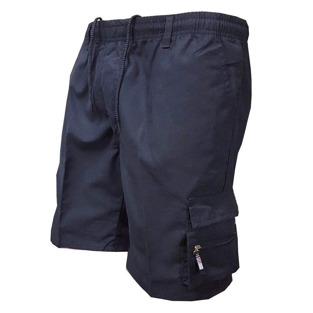 Men's Loose-Fit Cargo Shorts with Drawstring Waist and Multiple Pockets