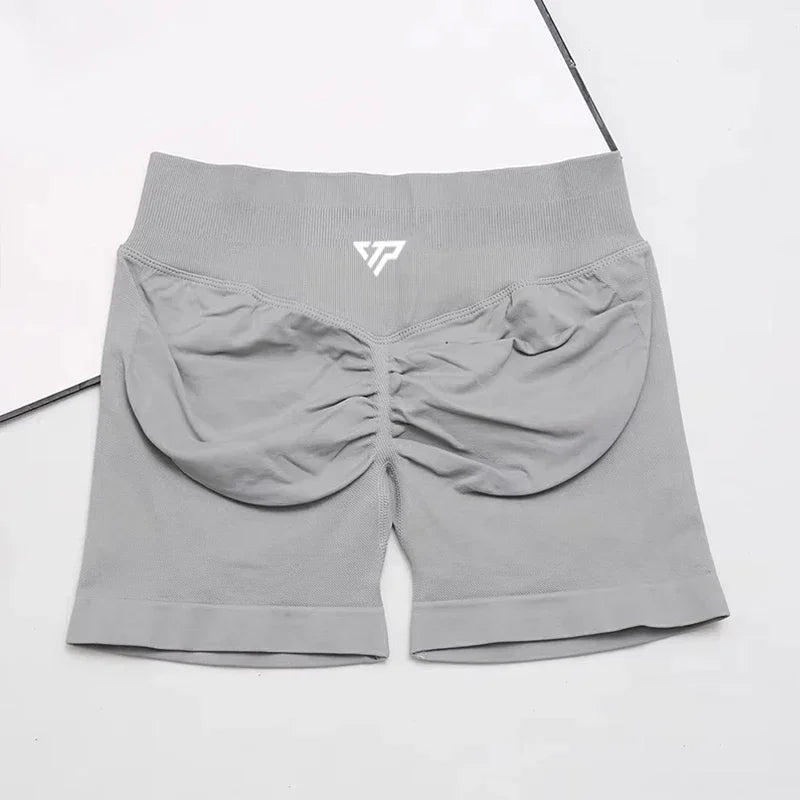 Women's Scrunch Back High Waist Fitted Shorts for Gym Workouts