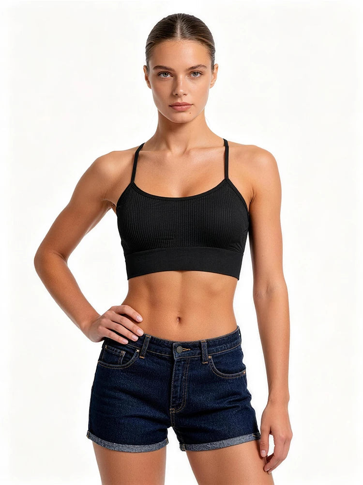 Women's Thin Strap Cropped Sports Sports Bra For Workout Outfits