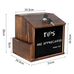 Rustic Brown Suggestion Box with Lock Wooden Ballot Comment Box Wall Mounted or Freestanding for Restaurant Cafe