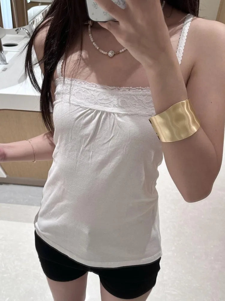 Women's Cotton Camisole and Bandeau Tops with Lace and Ruched Style Options