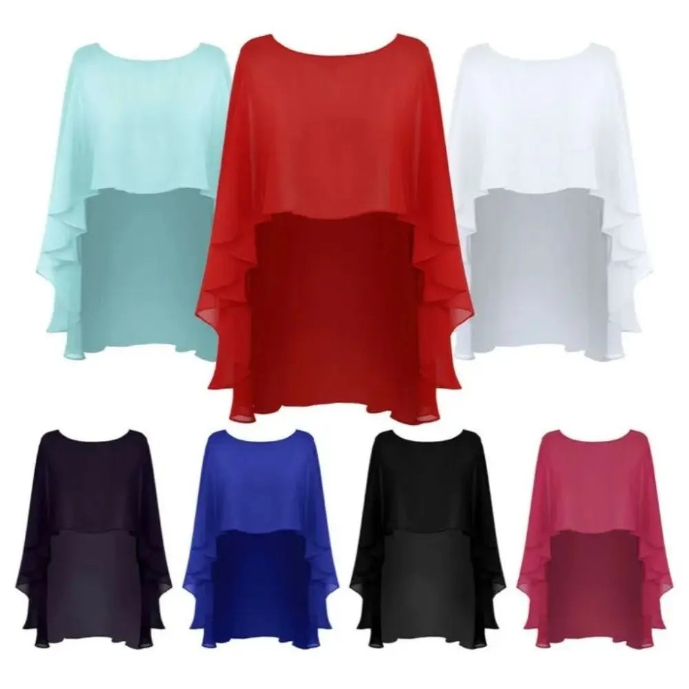 Sheer Flowing Drape Cape for Layering over Outfits