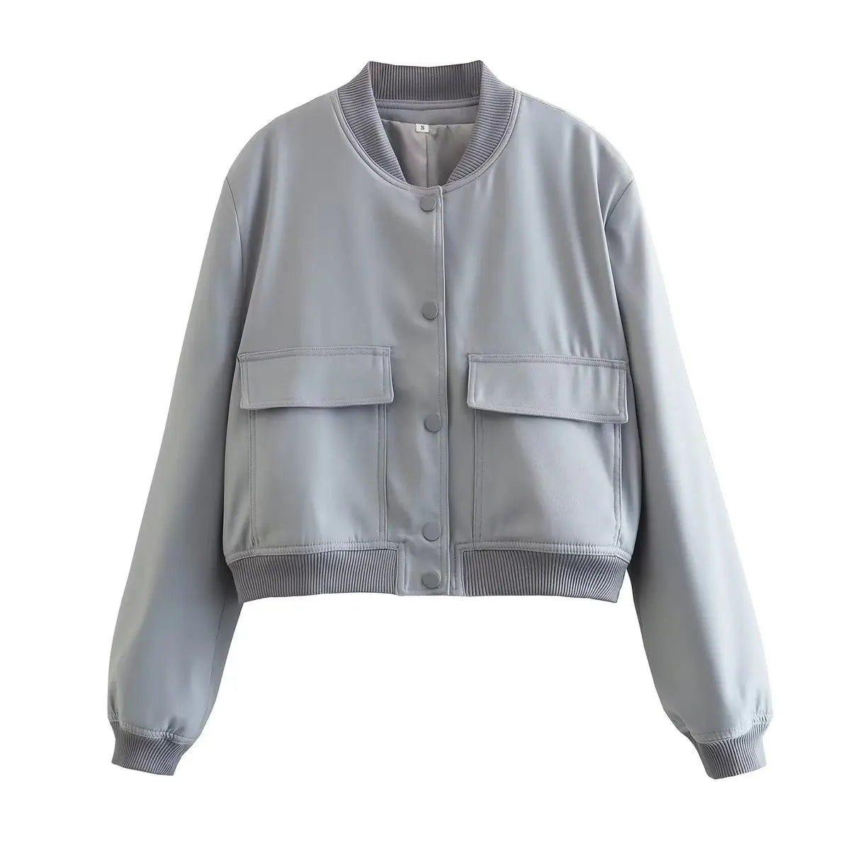 Women's V-Neck Button-Front Bomber Jacket