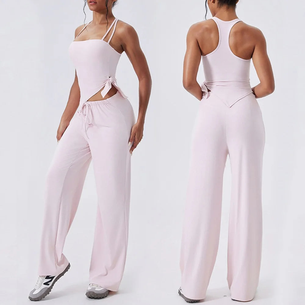 Women's Sleeveless Crop Top and Pants Workout Set