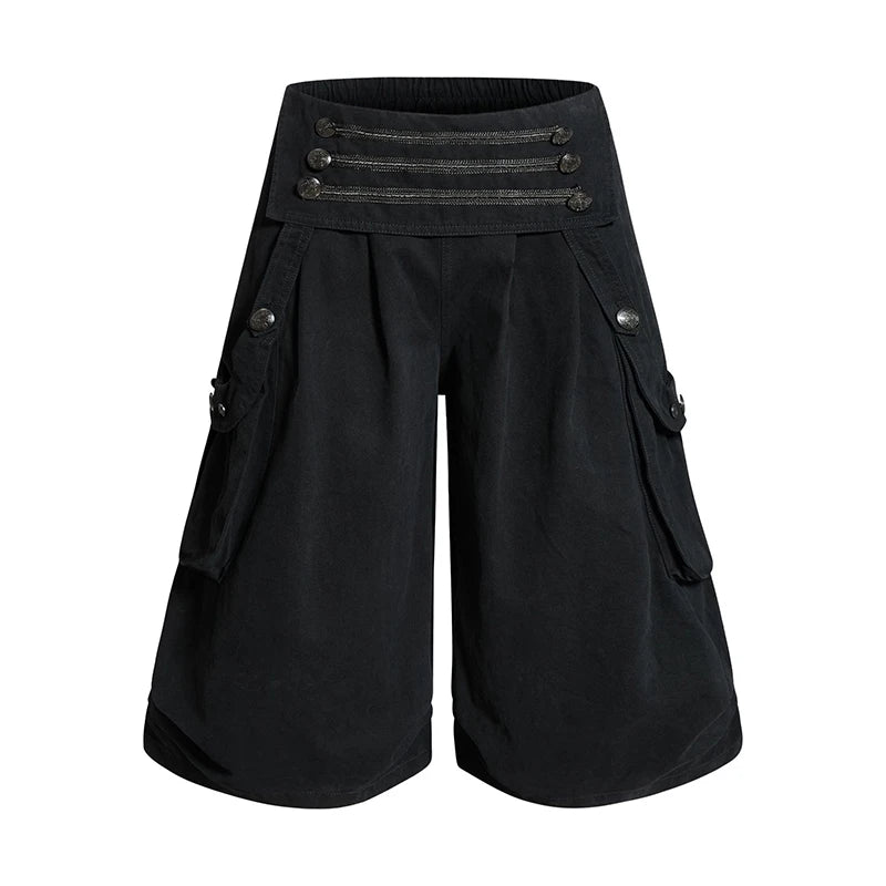 Women's Black Cargo Pants with Pleated Legs and Length Options