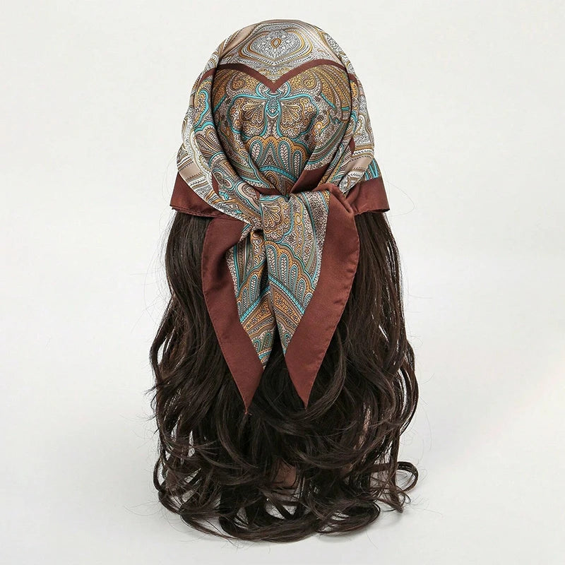 Floral Print Square Scarf for Head and Neck Styling