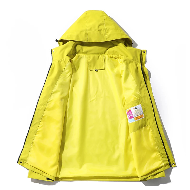 Hooded Long Sleeve Full Zip Outdoor Hiking Jacket with Pockets