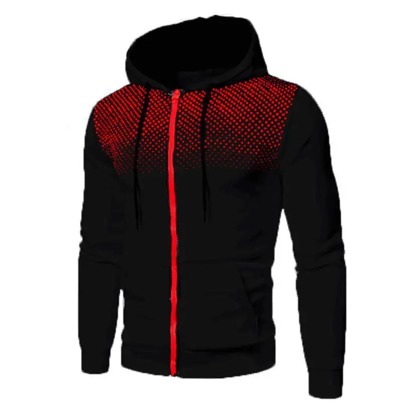 Men's Zip-Front Drawstring Hooded Casual Jacket
