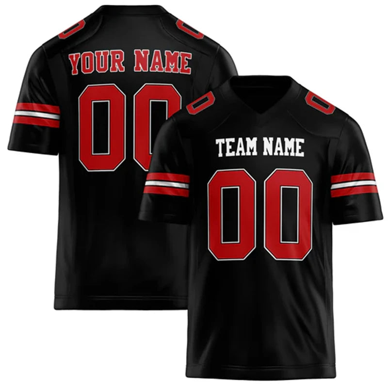 Black Number Football Short Sleeve Jersey For Sports Outfits
