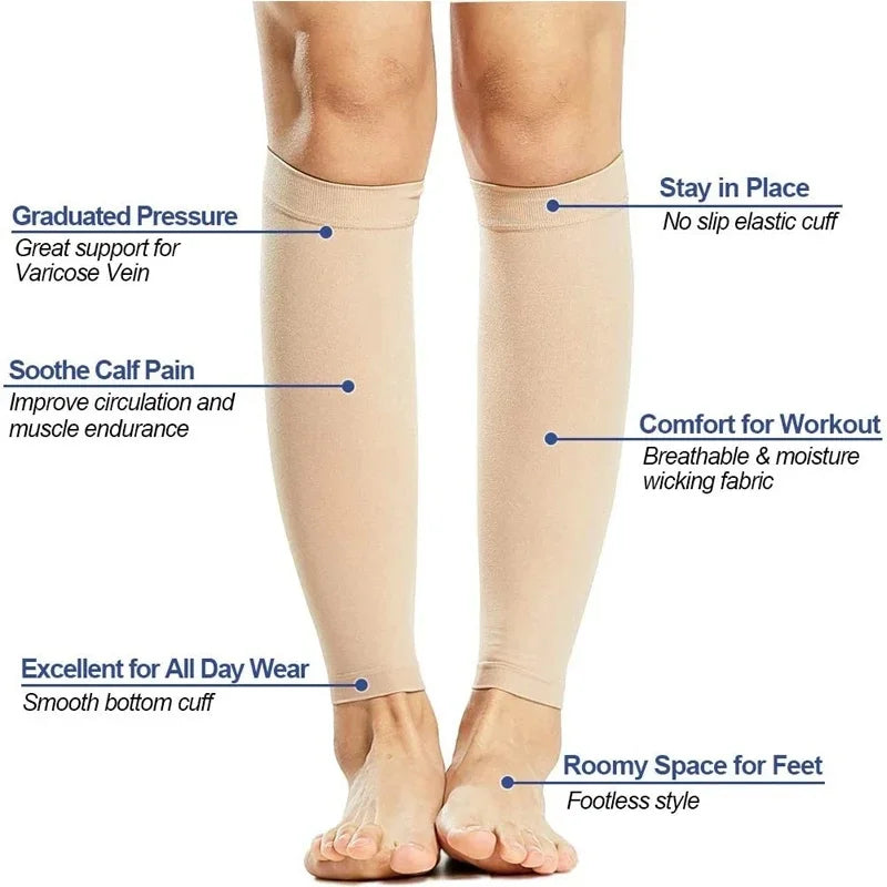 Solid Footless Calf Sleeves with Open End Shape