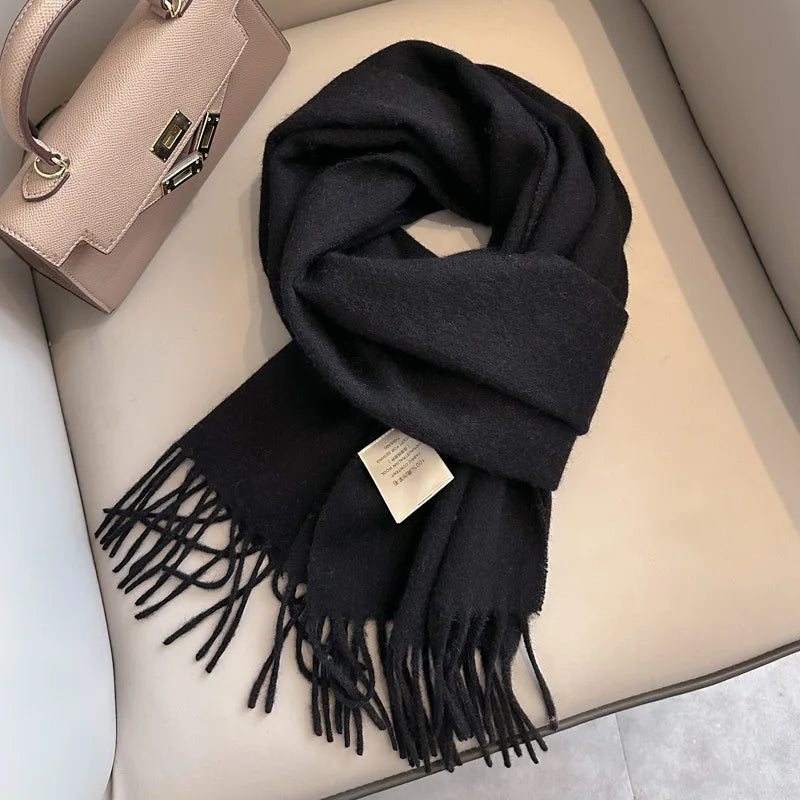Solid Long Fringed Scarf for Neck and Wrap Styling