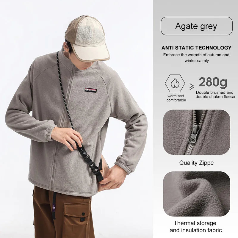 Long Sleeve Full Zip Fleece Outdoor Jacket with Pockets