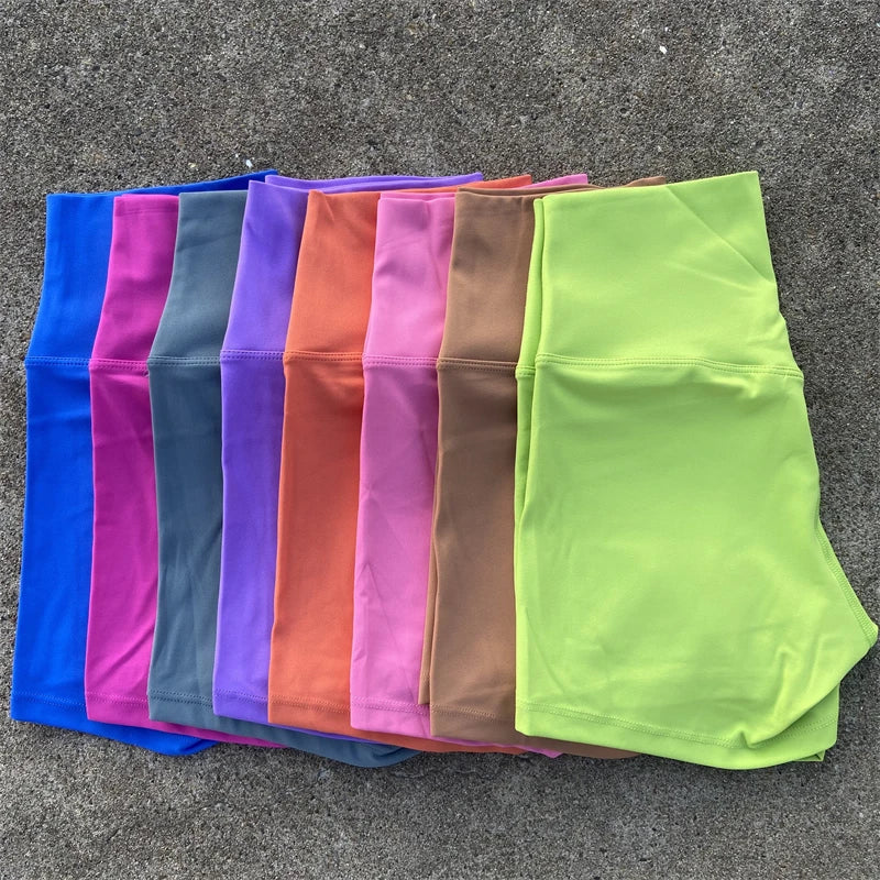 Women's High Waist Nylon Blend Biker Shorts with Colour Options