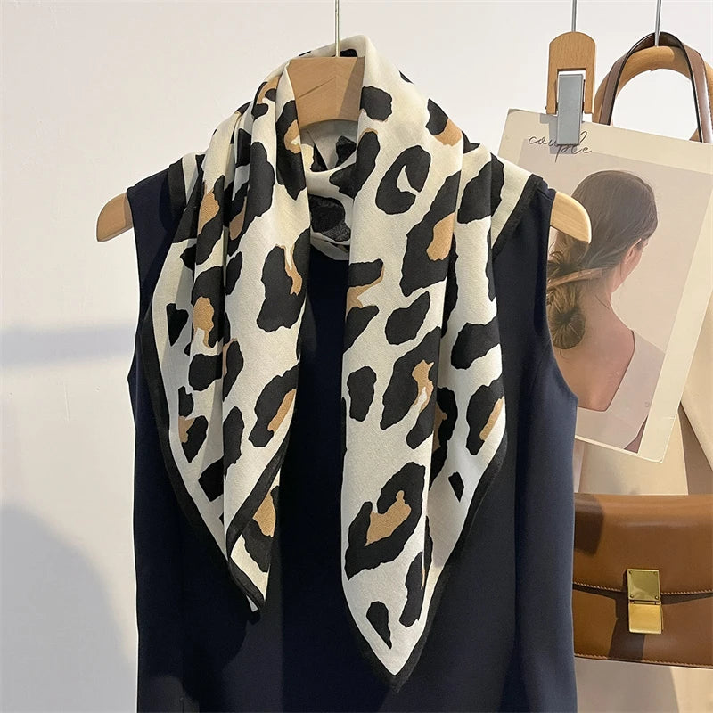 Printed Square Scarf with Polka Dot Pattern Options
