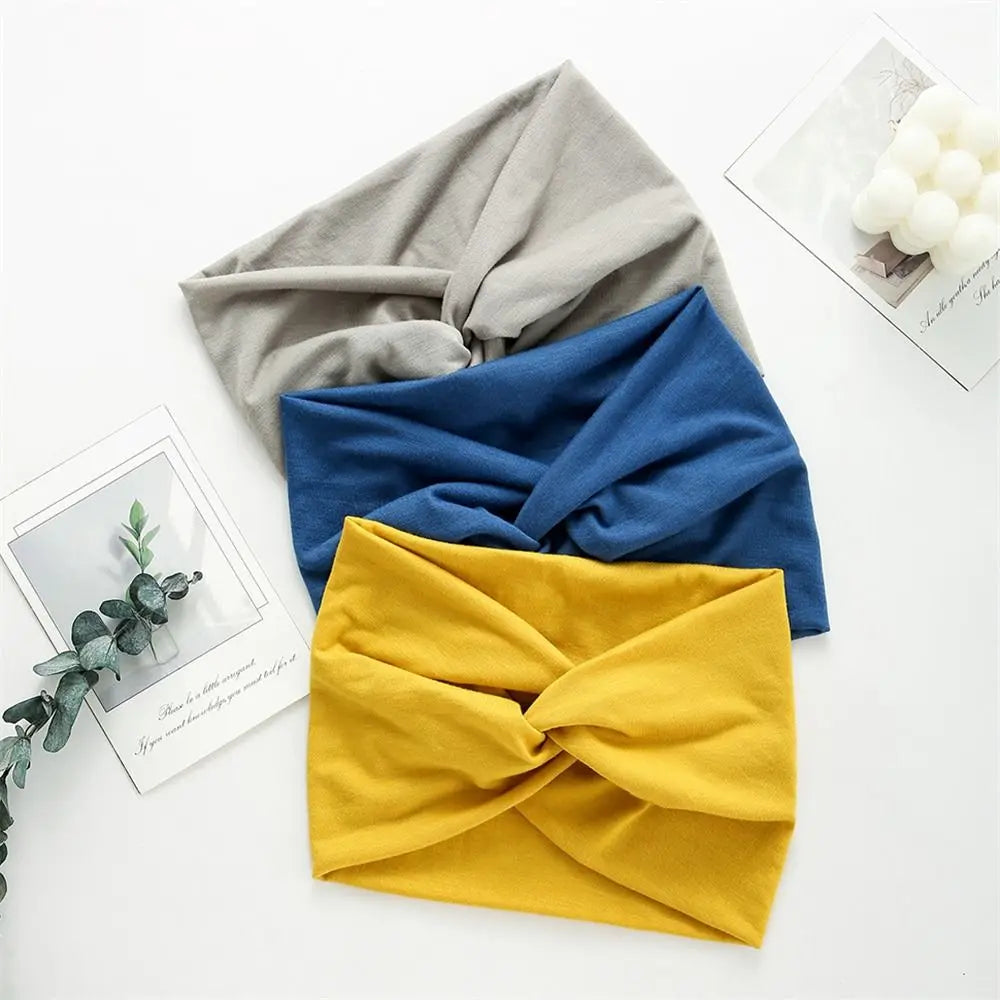 Wide Twist Front Fabric Headband in Solid and Printed Styles